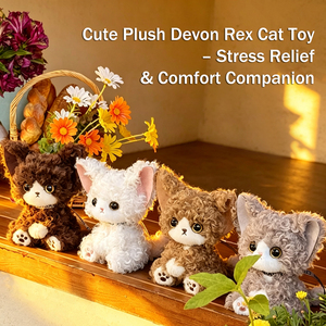 Bobova Devon Rex <strong>Cat</strong> <strong>Plush</strong> Stuffed Animal Soft Fluffy Embroidered Mesh Lining Calming Comfort Toy Gift for All Ages Polyester - Product Image 2