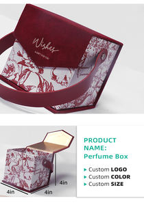 Caja de regalo dura de cartón de terciopelo magnético con tapa abatible, cajas de velas pequeñas de lujo ligeras con mango de cuero - Product Image 6