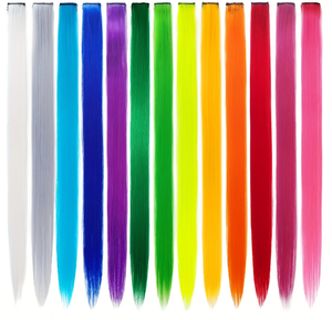 ผมต่อแบบคลิปหนีบ ยาวตรง 20 นิ้ว ทำจากเส้นใยทนความร้อนสูง สำหรับสาวๆ ใช้สำหรับงานปาร์ตี้ <span class=keywords><strong>ไฮ</strong></span><span class=keywords><strong>ไล</strong></span><span class=keywords><strong>ท์</strong></span><span class=keywords><strong>สี</strong></span>ผม 20 นิ้ว - Product Image 2