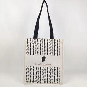 Reciclar logotipo personalizado impresión pequeño grande negro blanco ecológico lona bolsas de compras reutilizable playa algodón natural lona Tote ba