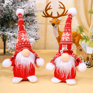 Décoration de Noël en peluche tricotée, motif flocon de neige rouge, gnome sans visage, pour la table, la maison ou les fêtes - Product Image 4