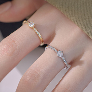 Anillo de Plata de Ley S925 con Zirconia de Seis Puntas, Chapado en Rodio, para Mujer, Anillo de Lujo para Boda y Fiesta, Regalo - Product Image 3