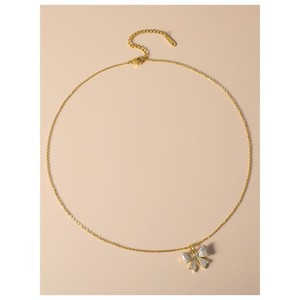 Conjunto de pendientes y collar con lazo de perlas brillantes, aleación de cobre chapada en oro, joyería de fiesta, moda de lujo para mujer - Product Image 3