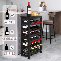 Vente en gros d'étagère en bois et bambou pour bouteilles de vin vitrine sur pied étagère de stockage de vin empilable pour la maison moderne