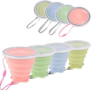 Bouteille d'eau pliable télescopique en silicone avec paille et couvercle, style dessin animé, portable, pour voyage en extérieur, tasse pour enfants - Product Image 2