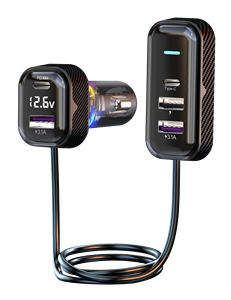 einziehbar auto <span class=keywords><strong>usb</strong></span> typ <span class=keywords><strong>c</strong></span> für iphone 15 multi-port schnelle aufladung bluetooth heck-autoladegerät - Product Image 1