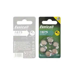 Eunicell Super performance A675/PR44 Power 1.45v Mercury Free Hearing Aid Batteries