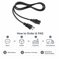 Câble d'alimentation CA IEC C13 vers prise US NEMA 5-15P, 18AWG 10A 125V, pour PC de bureau, moniteur, imprimante, gaine PVC noire, vente en gros