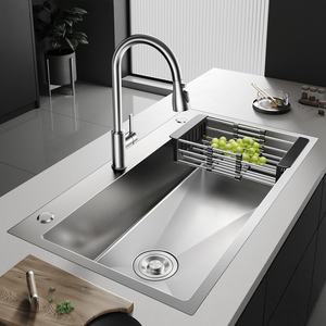 Évier de cuisine à usage domestique, à encastrer sous plan, grand bac unique, en acier inoxydable 304 épaissi - Product Image 2