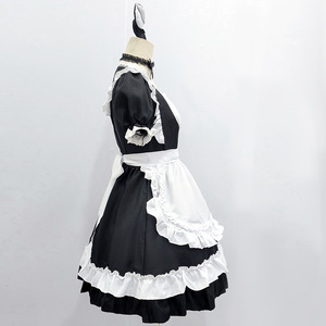 Japanese Style Maid Dress <b>Cat</b> Themed Lolita Costume Women Adult <b>Cosplay</b> Anime Outfit <b>Black</b> White Ruffle Skirt - Product Image 3