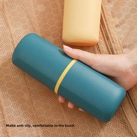 Trousse de Voyage Portable Color-Block pour Soins Dentaires : Gobelet, Porte-Brosse à Dents et Étui à Dentifrice – Essentiels Domestiques pour un Nettoyage Facile