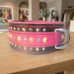Collier pour chien en cuir indien véritable, surjeté, motif animalier, avec rivets, de luxe, écologique et durable, de la marque Real International Saddlery - Product Image 3