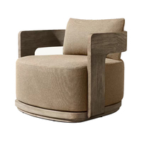 Salon de jardin de luxe moderne en bois avec coussins épais et tissu résistant aux intempéries – Fabrication OEM