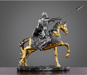 手塗り樹脂ブロンズローマ戦士像盾と槍ミニチュア置物カスタム戦士像 - Product Image 5