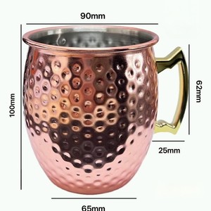 Mug en acier inoxydable martelé plaqué cuivre pour Moscow Mule, 401-500 ml, durable, pour cocktails, fêtes et bière - Product Image 5