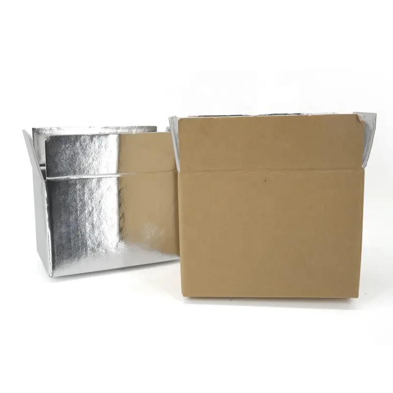 Kotak transportasi alumunium Foil bergelombang busa terisolasi kotak terisolasi termal pengiriman dingin untuk makanan beku makanan laut rantai dingin