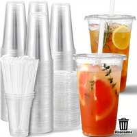 Gobelets en plastique sans BPA avec couvercles et pailles, transparents, jetables, sans danger pour les aliments, sans BPA, pour café glacé