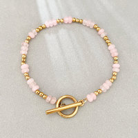 Bracelet Bohème à Perles Plates en Pierre Naturelle, Chaîne en Acier Inoxydable, Bijoux Faits Main pour Femme, Vente en Gros
