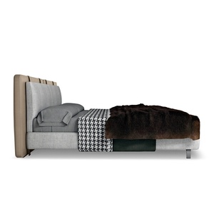 Muebles de dormitorio para el hogar de gama alta posmodernos industriales, cama con orejas de elefante, marco de cama de madera de cuero - Product Image 3