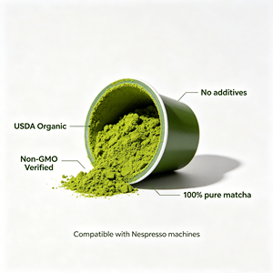 Cápsulas de Matcha Orgánico al por Mayor para Cafeteras, 100% Naturales, Sin Gluten, Cápsulas de Té Ceremonial para Máquinas de Espresso - Product Image 3