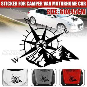 60x45cm Car-styling <b>Stickers</b> Compass & Mountain Body Hood Decal <b>Sticker</b> DIY Decor for SUV Off-road Camper <b>Van</b> Motorhome - Product Image 1