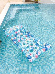 Materassino Gonfiabile Rettangolare Galleggiante a Forma di Foglia Floreale, Cuscino Reclinabile per Acqua, Anello Galleggiante in PVC Ecologico - Product Image 3