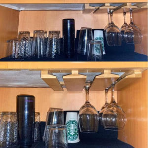 Support à verres en bambou <span class=keywords><strong>sous</strong></span> l'étagère ou l'armoire, organisateur de séchage pour verrerie en bois pour la maison, la cuisine, le bar - Product Image 4