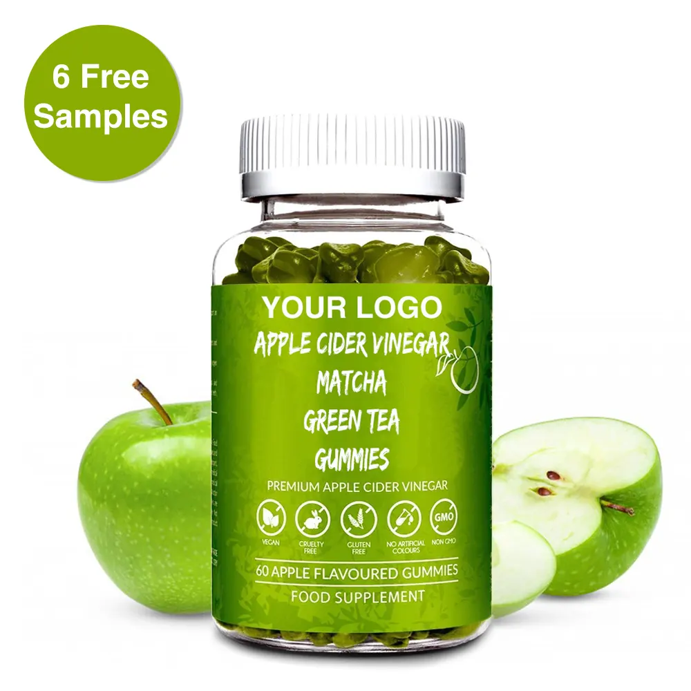 Goma de vinagre natural da maçã, de emagrecimento, com chá verde matcha para saúde e beleza