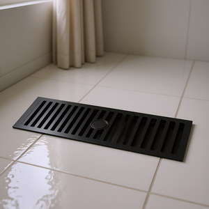 Tapa de desagüe para plato de ducha, color negro, 30 cm de largo, 8 cm de ancho, 0,5 cm de altura, para desagües de baño - Product Image 3