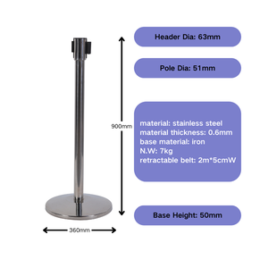 Robuster Einziehbarer Absperrpfosten mit 51mm Stange und Industrietauglichem Gusseisen-Bodenfuß für den Täglichen Gebrauch - Product Image 3