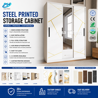 Armoire Modulaire Autoportante de Luxe en Métal avec Miroir et Portes Coulissantes, Meuble de Rangement en Acier pour Chambre à Coucher