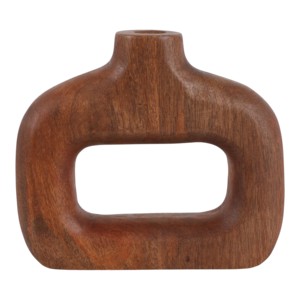 Vaso rettangolare cavo in legno di mango fatto a mano per decorare il tavolo del soggiorno, vaso per fiori in stile boho - Product Image 1