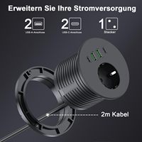 Vente en gros 3 pouces trou PD20W type-c prise électrique de bureau cachée œillet d'alimentation prise USB compatible US EU UK 10A industriel