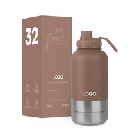 Botella de Agua Deportiva de Acero Inoxidable 304 con Doble Recipiente, Portátil, con Asa, Aislada al Vacío, Impermeable, con Diseño Sólido para Mascotas