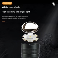 Lampe torche tactique LED rechargeable en alliage d'aluminium, étanche IP54, lumière blanche et jaune, lumière vive pour le camping