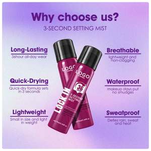 Spray Fijador de Maquillaje de 3 Segundos de Efecto Nebulizador, Resistente al Agua y al Sudor por 36 Horas, 75 ml, OEM, Venta al por Mayor, Logotipo Personalizado - Product Image 4