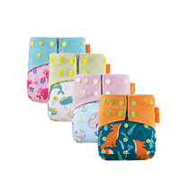 Couche lavable pour bébé Happyflute en microfibre imprimée, réutilisable, respirante, avec charbon de bambou, à poche
