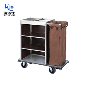 Troli Layanan dari Baja Anti Karat, Troli <span class=keywords><strong>Linen</strong></span> untuk Kebersihan, Troli Layanan Kamar, Perlengkapan Hotel, Peralatan Komersial, Troli Pintu Masuk - Product Image 1