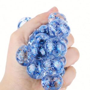 ลูกบอลบีบตาข่ายแบบขายส่ง ลูกบอลบีบกลิตเตอร์รูปองุ่น ของเล่นบีบคลายเครียด - Product Image 3