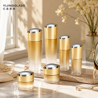 Ensemble de flacons cosmétiques en verre de qualité supérieure avec pompe, 120 ml, 100 ml, 50 ml, 30 g, emballage rhomboïde pour produits de soin de la peau, sérum, crème, avec logo