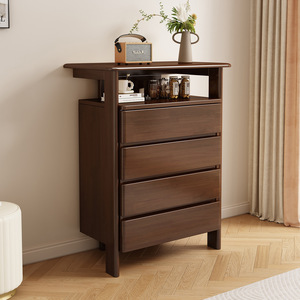 Solid Wood <b>Chest</b> Of Drawers 4 Drawer <b>Storage</b> Cabinet Bedroom Dresser For Small Apartment Living Room Simple Wooden Cabinet - Product Image 3