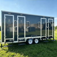 Remorque Sanitaire Moderne de Luxe Écologique et Durable à 4 Portes et 4 Cabines, Économie d'Eau, Toilettes Spacieuses, Norme Américaine pour Écoles et Parcs