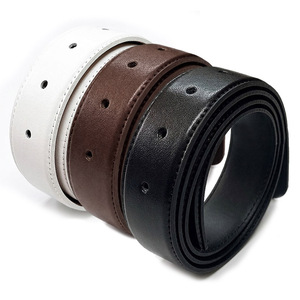 Sangle de ceinture de remplacement en cuir de vache véritable, plate, 33mm, 5 trous, fabriquée en Corée, modèle 5H-33-130-plate, blanche, en stock, expédition rapide - Product Image 5