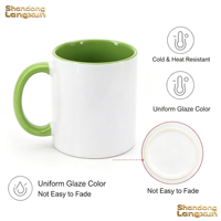Vente en gros de tasses en céramique de 11 oz, tasses bicolores, tasses à sublimation, tasses personnalisées, tasses vierges pour clients d'entreprise, cadeaux souvenirs