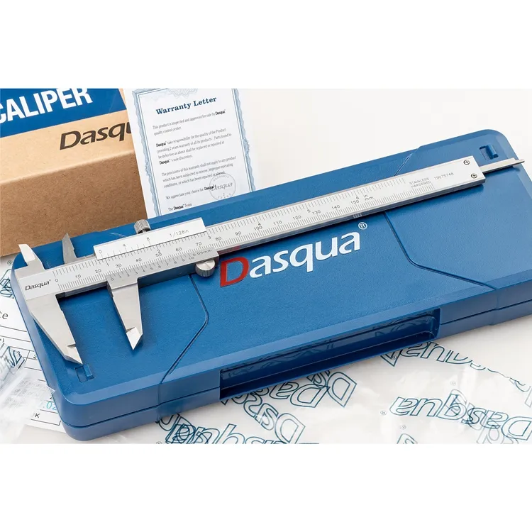 DASQUA High Precision 0-150mm 0-6inch Stainless Steel Monoblock Vernier Caliper Manual Analog Caliper Measuring Tools