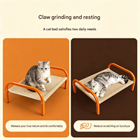 Luxuriöses Orangefarbenes Erhöhtes Katzenbett mit Sisal-Kratzfläche, Verschleißfestes Haustier-Sofa, Cama Para Gato, Lit Pour Chat, Kratzbrett, Katzenbett