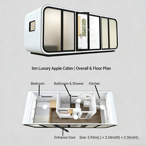 Cabine hôtelière préfabriquée mobile en panneaux sandwich d'acier, type Apple Pod - Product Image 2