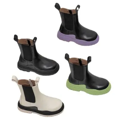 Spring Autumn new trendy boots girls' leather shoes short boots high top children's shoes thick bottom non-slip Chelsea boots