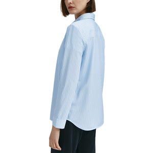 Benutzer definiertes Markenlogo 100% Baumwolle Damen hemden Langarm dekoration Übergroßes kariertes gestreiftes Hemd Übergroße Camisas - Product Image 2