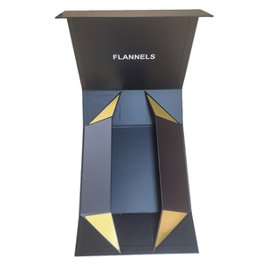 Boîte cadeau de luxe écologique noire rigide pliable en éponge avec logo personnalisé en relief pour écharpe, ceinture, chapeau, <span class=keywords><strong>mouchoir</strong></span> - Product Image 1